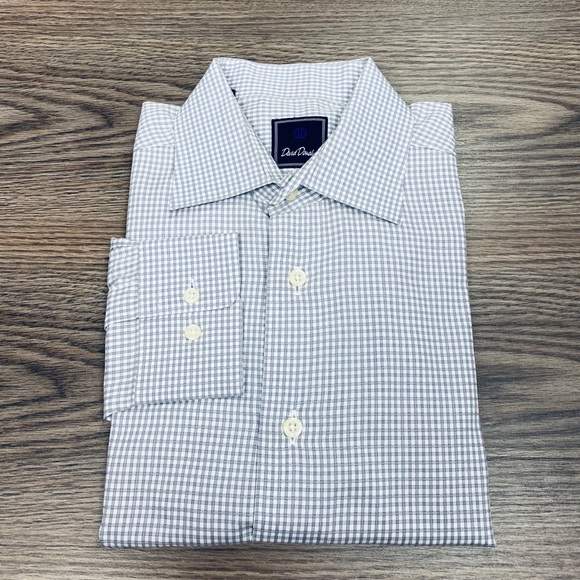David Donahue Other - David Donahue Grey & White Check Plaid Shirt 16